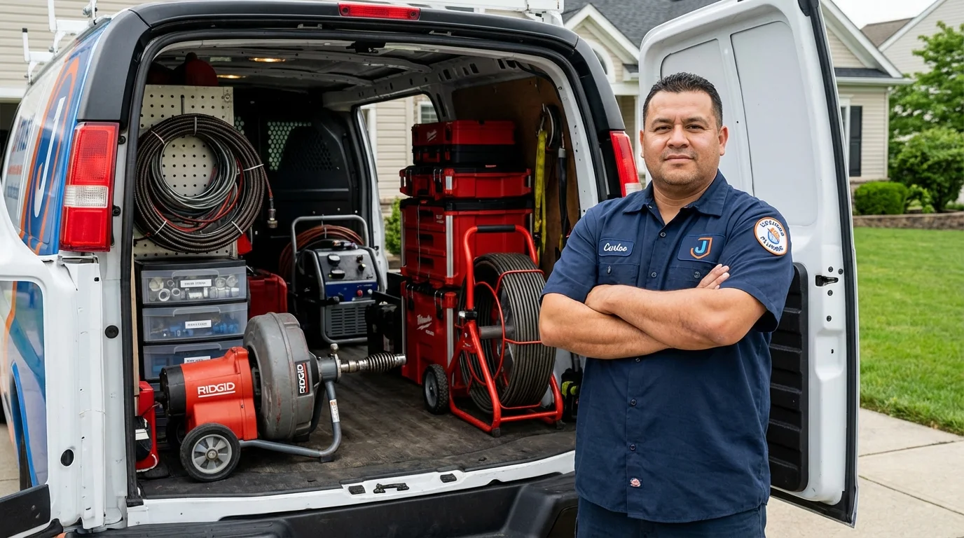 Professional drain cleaning equipment and Johns Plumbing LLC plumber in Dixon