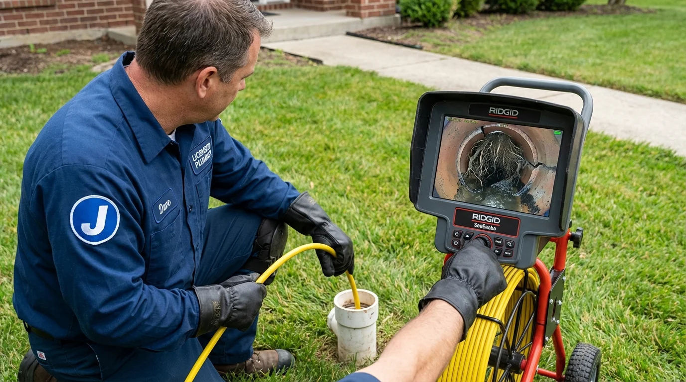 Sewer camera inspection being performed by Johns Plumbing LLC in Dixon